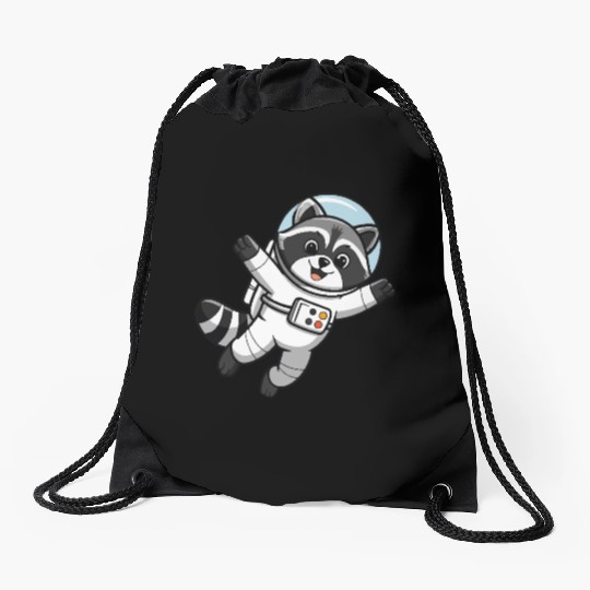 Astro Racoon for Kids Astronaut Drawstring Bags