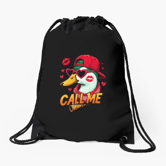 Call Me Duck Valentines Duck Hunting Lover Drawstring Bags