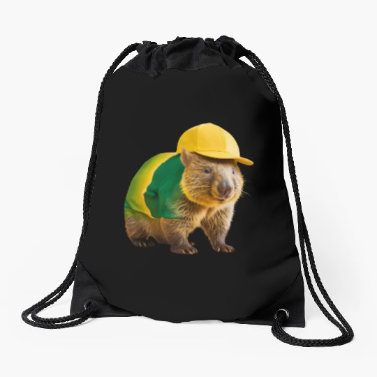 Green and Gold Wombat 2 Drawstring Bags