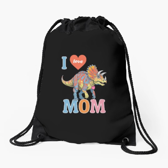 Ceratopsian Mom, gifts for mummy Drawstring Bags