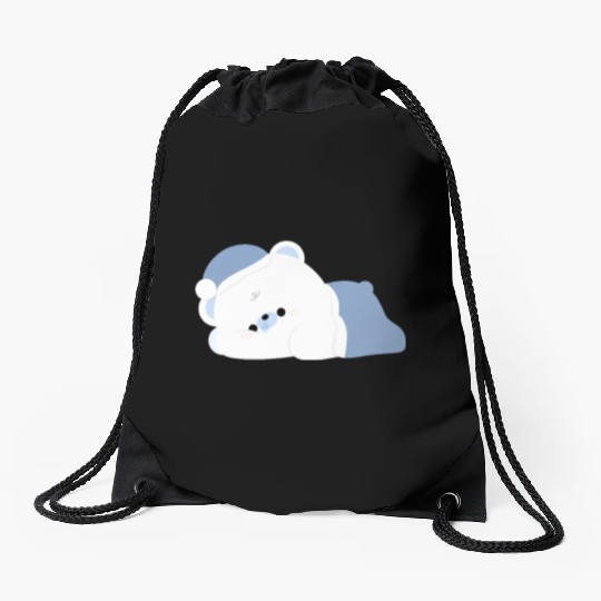 Tired Polar Bear Drawstring Bags