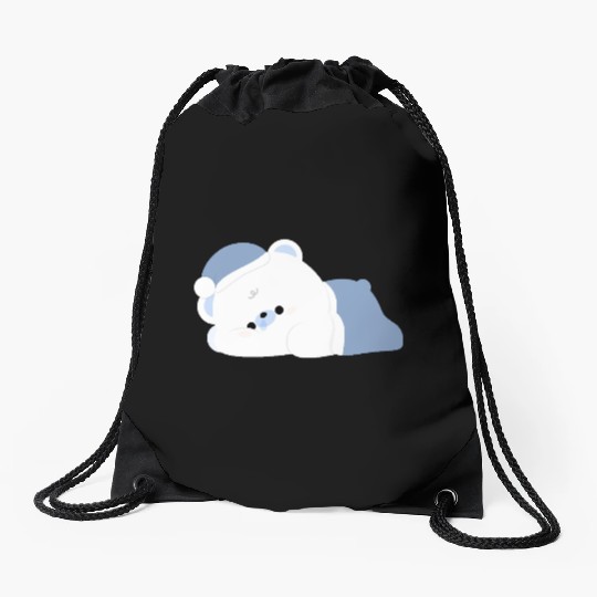 Tired Polar Bear Drawstring Bags