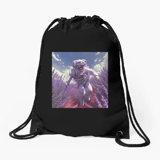 post nuclear lavender farmer Drawstring Bags