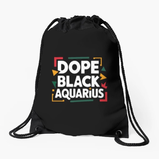 Dope Black Aquarius Drawstring Bags