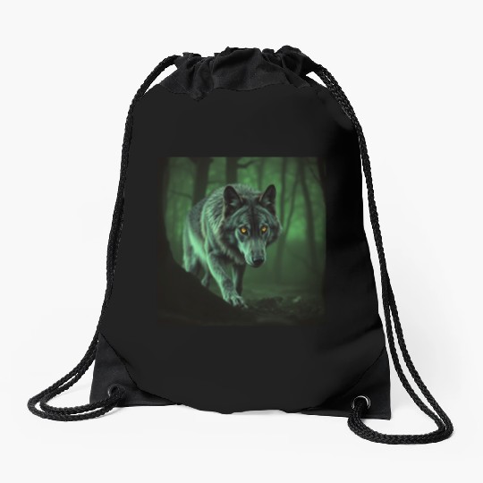 "Majestic Wolf: The Alpha of the Forest" Drawstring Bags