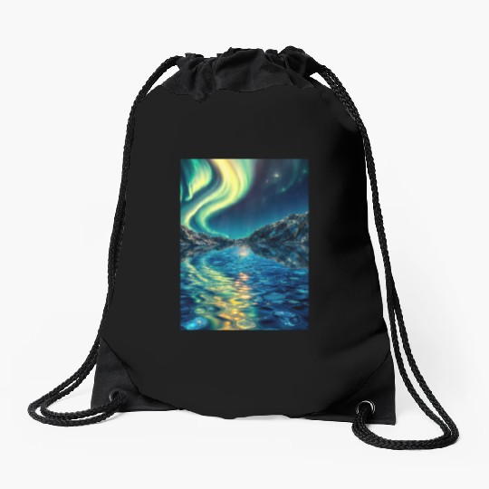Crystal Lake of Aurora Drawstring Bags