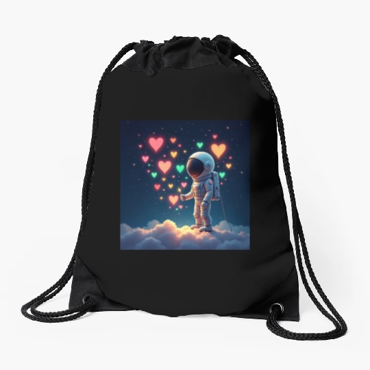 Astronauts are full of love Drawstring Bags