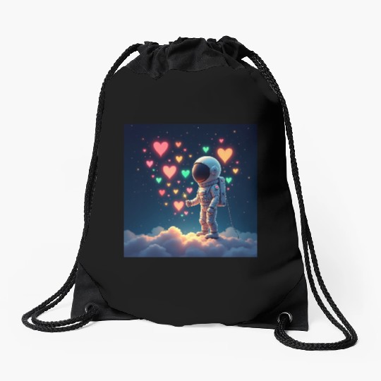 Astronauts are full of love Drawstring Bags