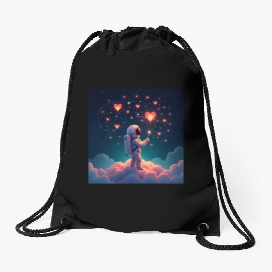 Astronauts are full of love Drawstring Bags