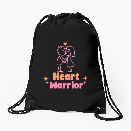 Heart warrior, valentine Drawstring Bags