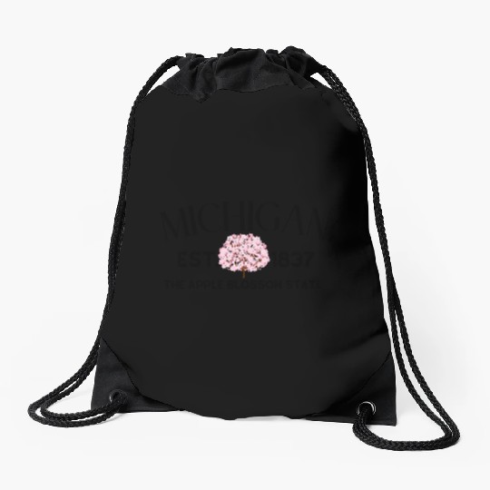 Michigan Apple Blossom State Drawstring Bags