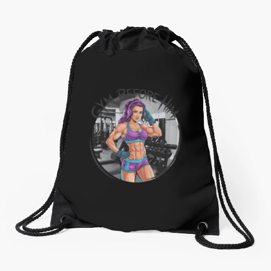 Gym Before Him for a Sporty women Drawstring Bags