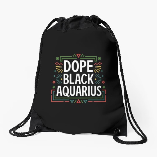 DOPE BLACK AQUARIUS Drawstring Bags