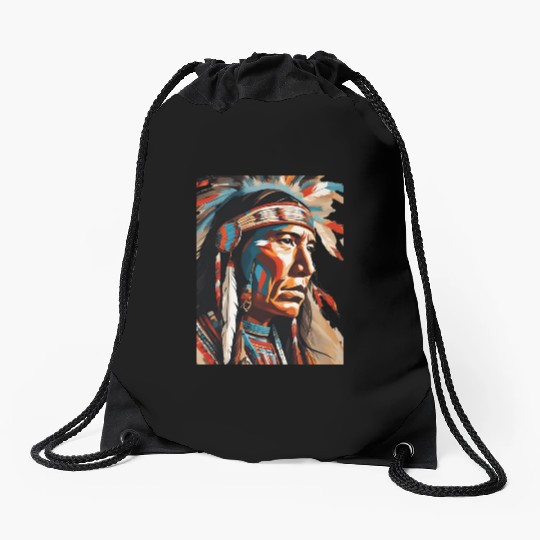 Native American Chief Drawstring Bags