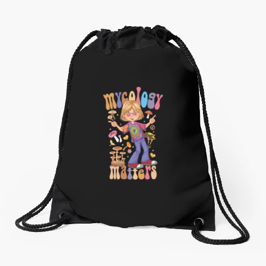 Mushroom Fungi Mycology Matters Funny Hippie style Drawstring Bags