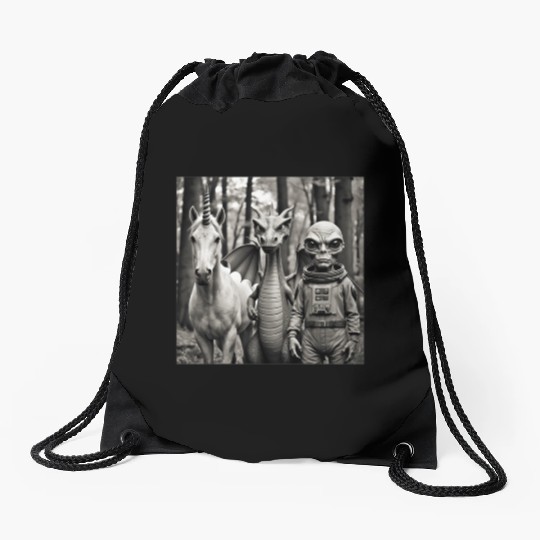 Weird Unicorn Dragon Alien Photografy 2 Drawstring Bags