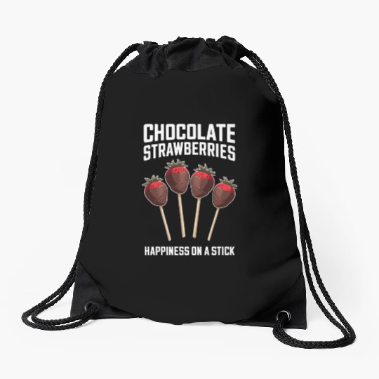 Chocolate Strawberries Happiness On A Stick Drawstring Bags