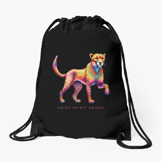 Aries Spirit Animal Cheetah Alebrije Drawstring Bags