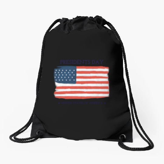 US flag.Presidents Day Drawstring Bags