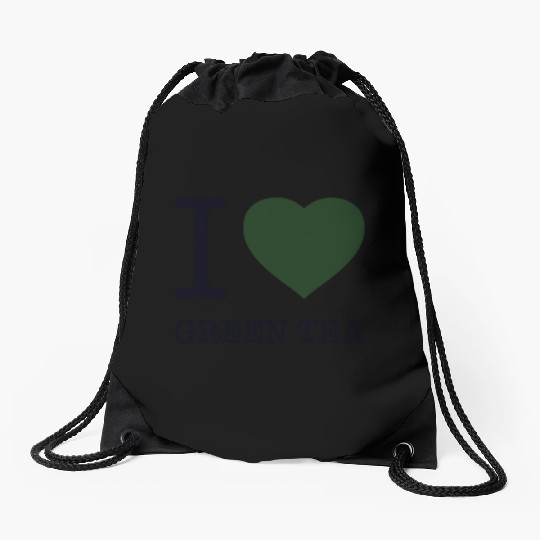 I LOVE GREEN TEA Drawstring Bags