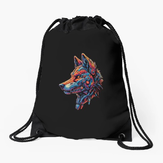 Wolf head 15 Drawstring Bags