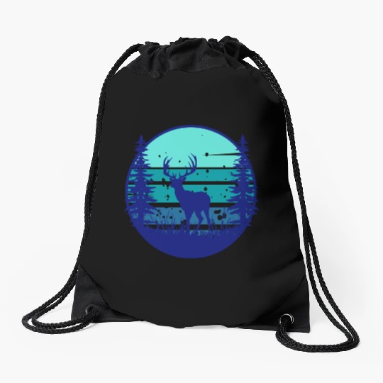 A Majestic Elk In The Woods At Night Drawstring Bags
