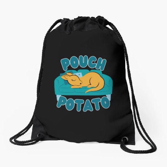 Pouch Potato Funny Cute Sleepy Kangaroo Drawstring Bags