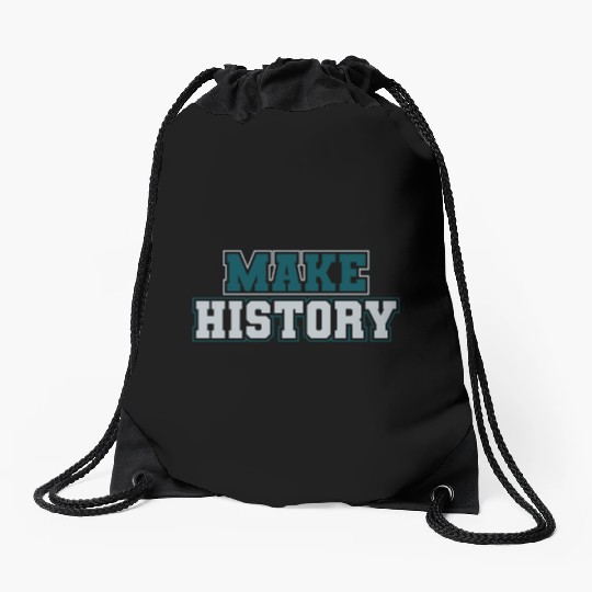 Make History Green and Silver Drawstring Bags