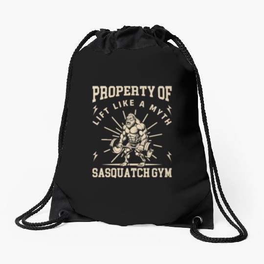 Lift Like a Myth Sasquatch Gym Art Print Drawstring Bags