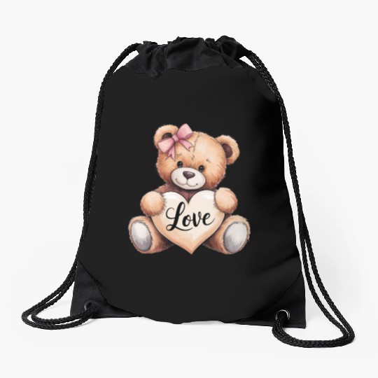 Valentines Teddy Bear Love Love Bear Bear Hug Cudd Drawstring Bags