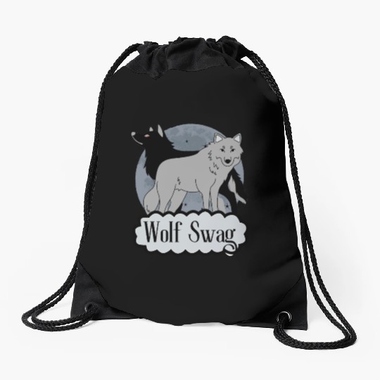 Black Wolf Swag | Wolf and Badge Drawstring Bags