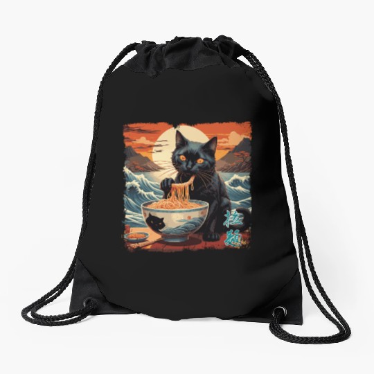 Cat Ramen Drawstring Bags