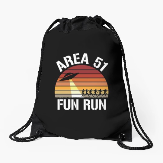 Area 51 Fun Run I Aliens UFO Roswell Alien Drawstring Bags