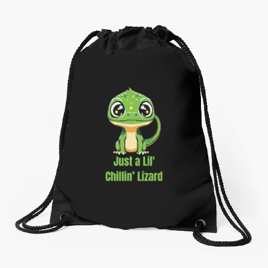 Just a Lil' Chillin’ Lizard Drawstring Bags