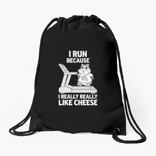 I Run Because I Really Really Like Cheese Drawstring Bags