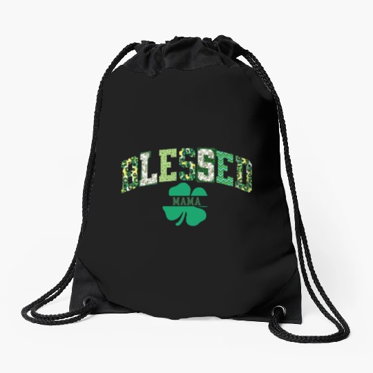 Blessed Mama St Patricks Day Spring and Summer Drawstring Bags