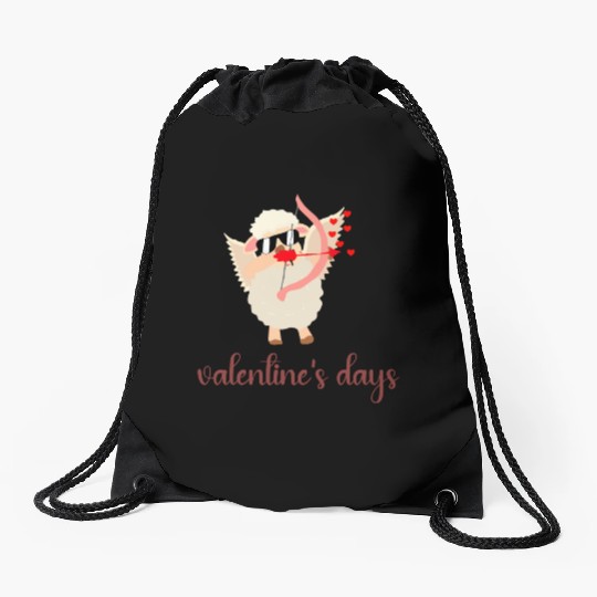 valentine s days llama Drawstring Bags