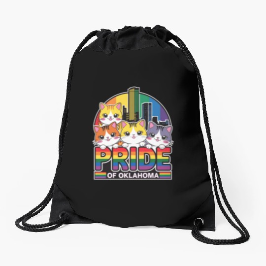 Pride of Oklahoma City USA Rainbow Flag Drawstring Bags