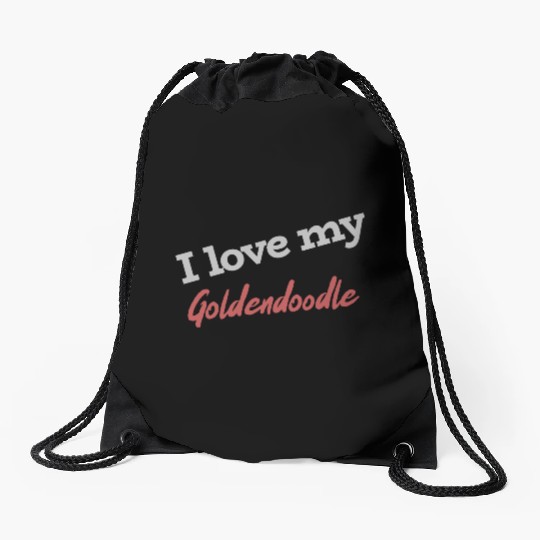 I Love My Goldendoodle Drawstring Bags