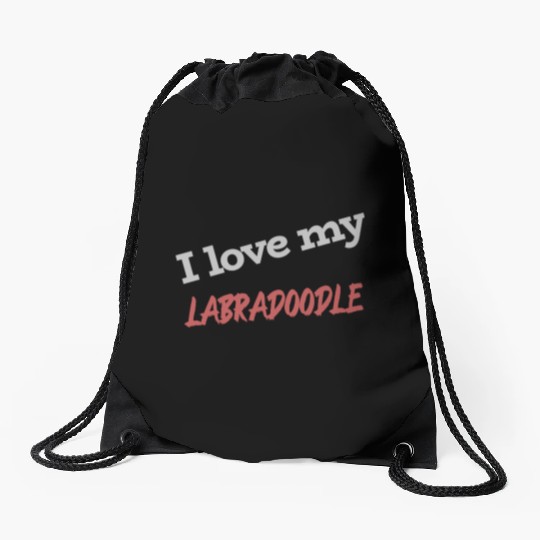 I Love My Labradoodle Drawstring Bags
