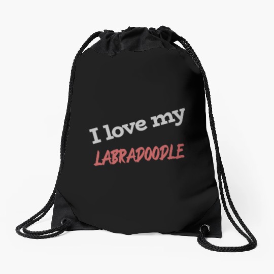 I Love My Labradoodle Drawstring Bags