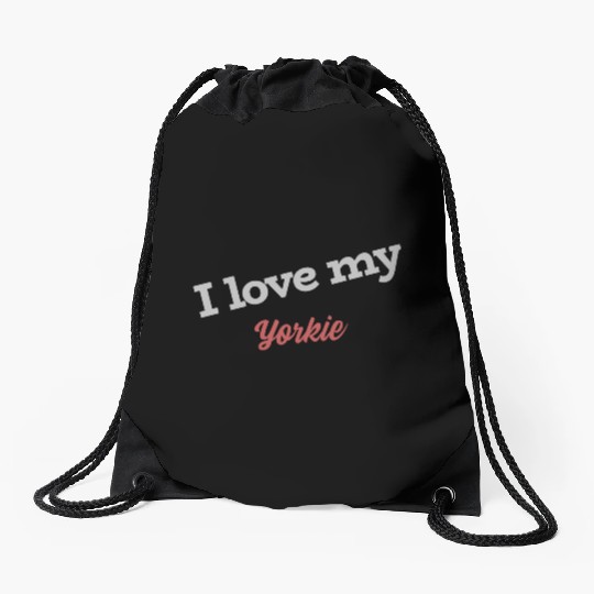 I Love My Yorkie Drawstring Bags