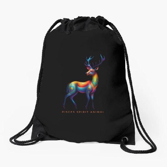 Pisces Spirit Animal Deer Alebrije Drawstring Bags