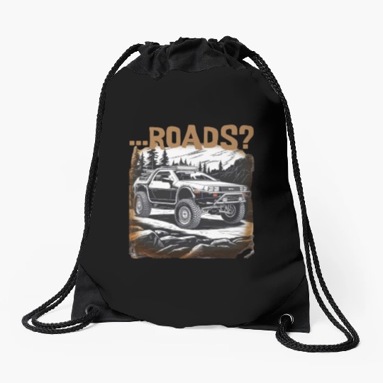Off-road Delorean Drawstring Bags