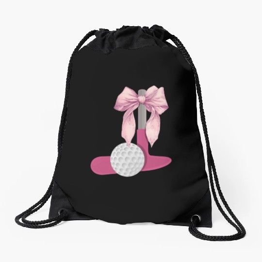 Coquette Bow Mini Golf Golfer Mothers Day Drawstring Bags