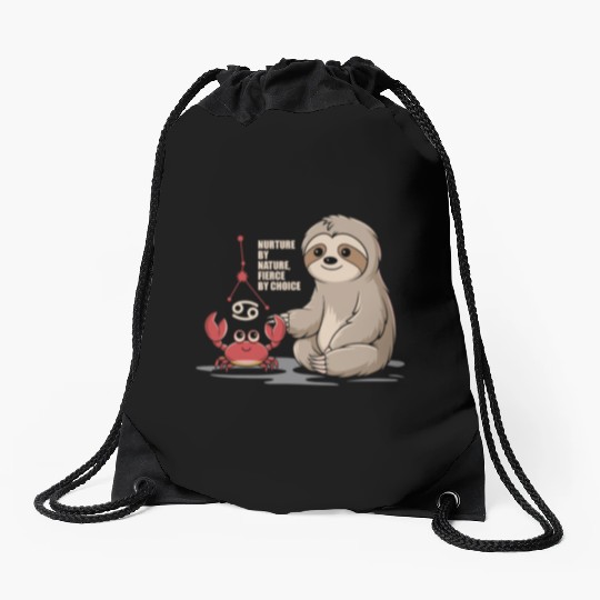 Cancer Zodiac Sloth: Nurture by Nature, Fierce by Drawstring Bags