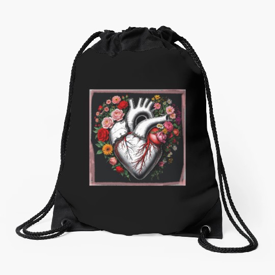 Flower Heart Spring by Tobe Fonseca Drawstring Bags