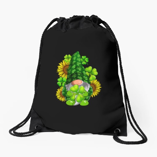 Cute Gnome Sunflower Happy St Patricks Day Drawstring Bags