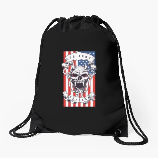 US Army Veteran Skull Drawstring Bags