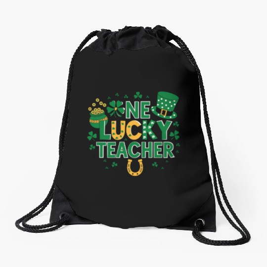 One Lucky Teacher St. Patrick's Day Drawstring Bags